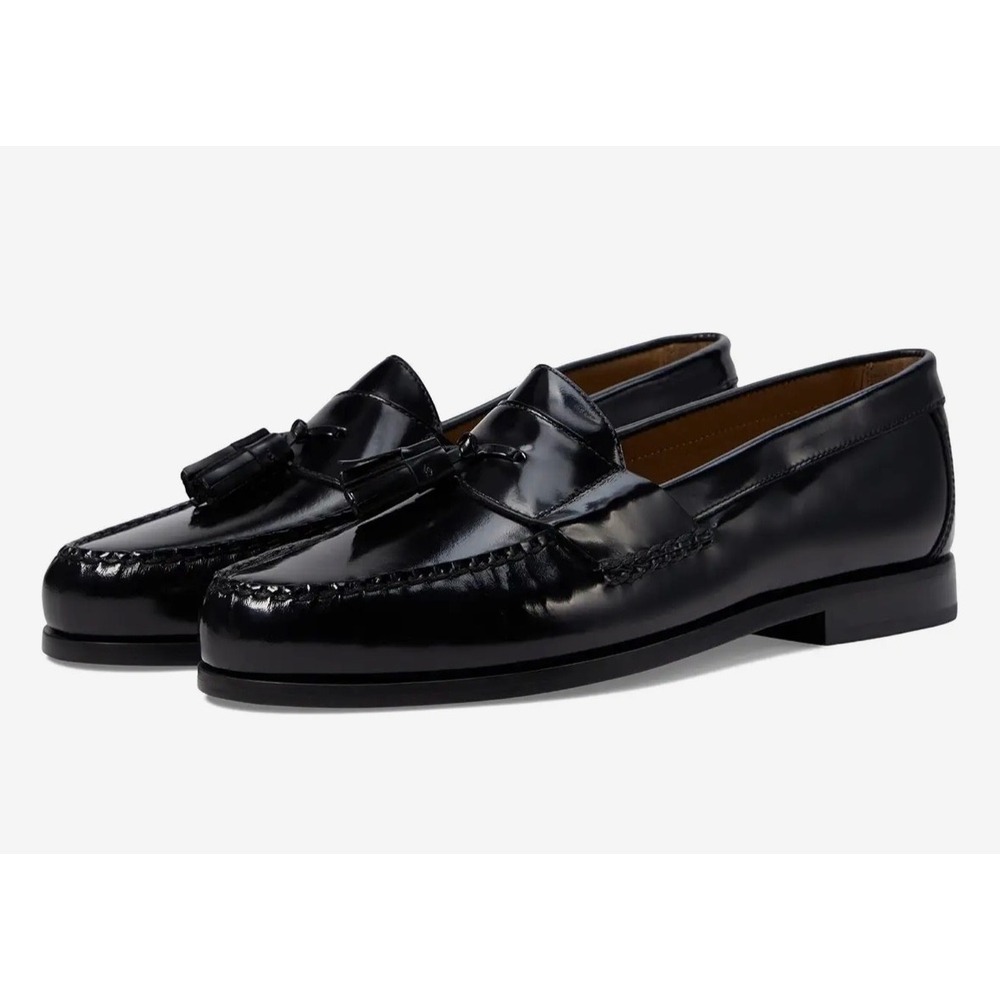 Johnston & Murphy Cellini Mens Black Leather Tassel Loafers Made in Italy 10 M